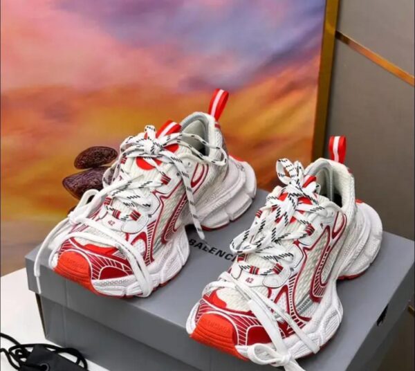 White & Red Runner Sneakers