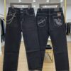 Black Designer Straight Jeans (Chain & Embroidery)