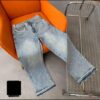 Light Blue Crystal/Stone Straight Jeans