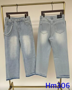 Light Blue Crystal/Stone Straight Jeans