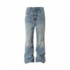 Light Blue Flare Embroidery Jeans (Hook Front)