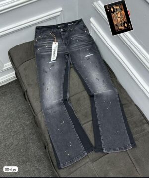 Grey Stone Wash Straight Jeans (Paint Design)