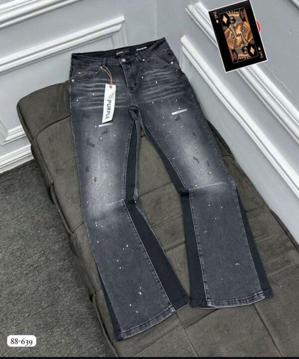Grey Stone Wash Straight Jeans (Paint Design)