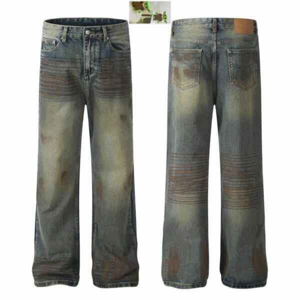 Vintage Dirty Wash Wide-Leg Jeans