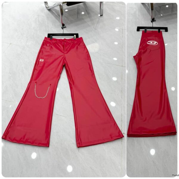 Red Leather Flare Pants