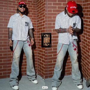 Light Blue Vintage Graphic Chain Jeans