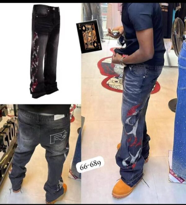 Designer Snake Graphic Straight Jeans