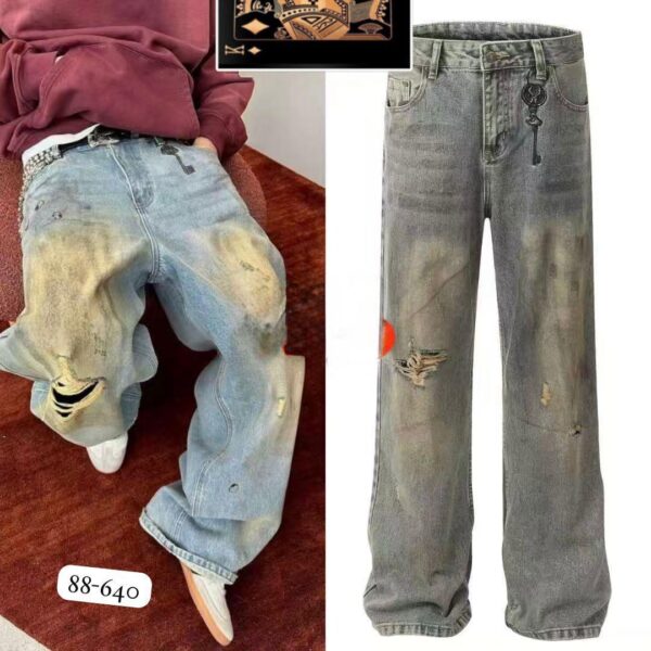 Vintage Wide-Leg Dirty Wash Jeans