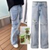 Light Blue Chain Side Designer Jeans