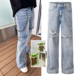 Light Blue Chain Side Designer Jeans