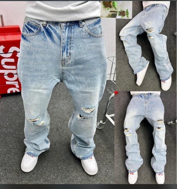 Light Blue Ripped Baggy Jeans