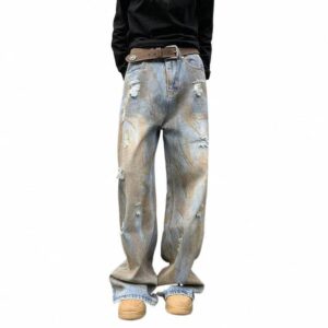 Vintage Dirty Wash Abstract Jeans