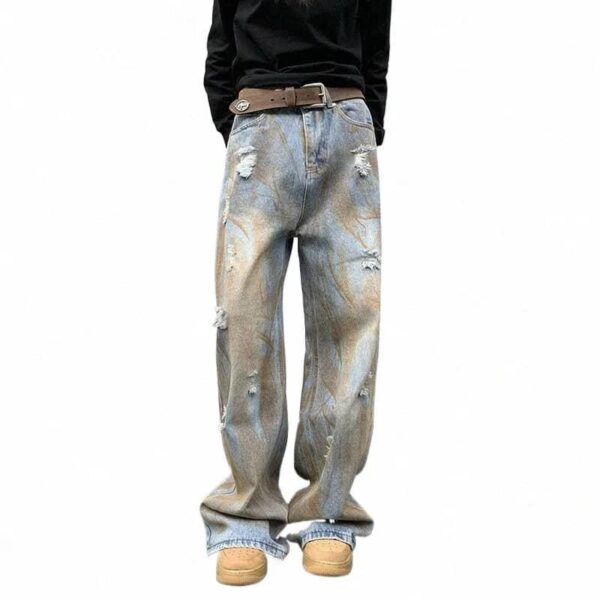Vintage Dirty Wash Abstract Jeans