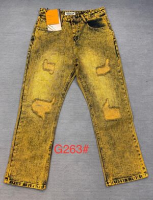 Yellow Acid Wash Straight Jeans