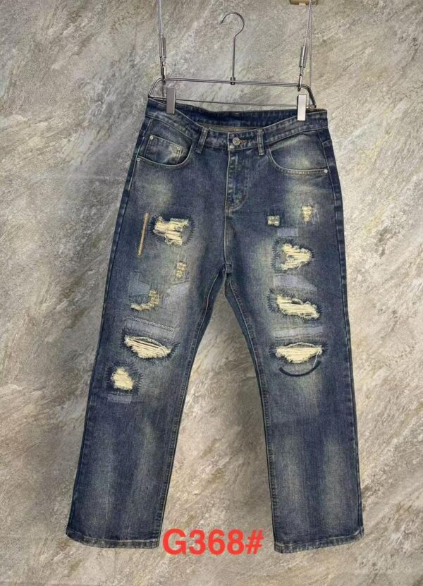 Vintage Ripped Straight Jeans