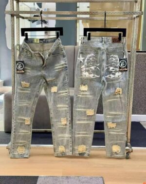 Hellstar Washed Distressed Denim Jeans (Men)