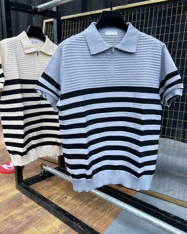 Premium Striped Knit Polo