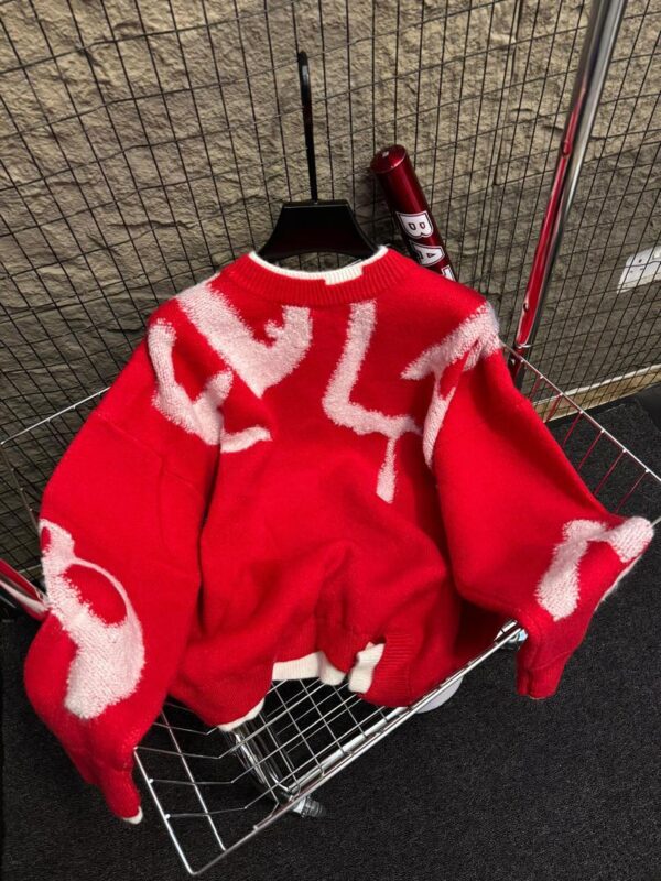 Premium Red Abstract Knit Sweater