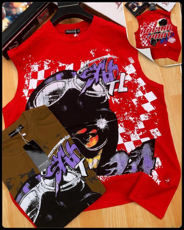 Racing Spirit Sleeveless Graphic Shirt