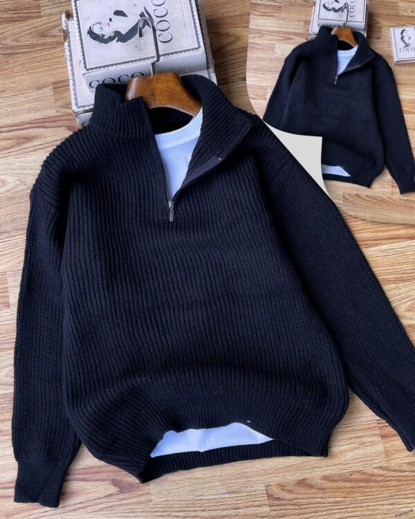 Luxury Half-Zip Ribbed Knit Sweater