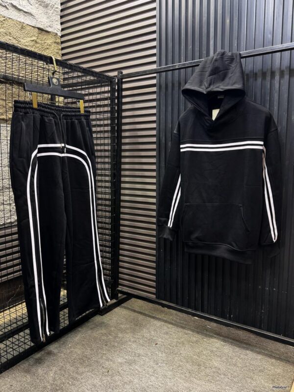 Classic Stripe Hoodie & Jogger Set (Black)
