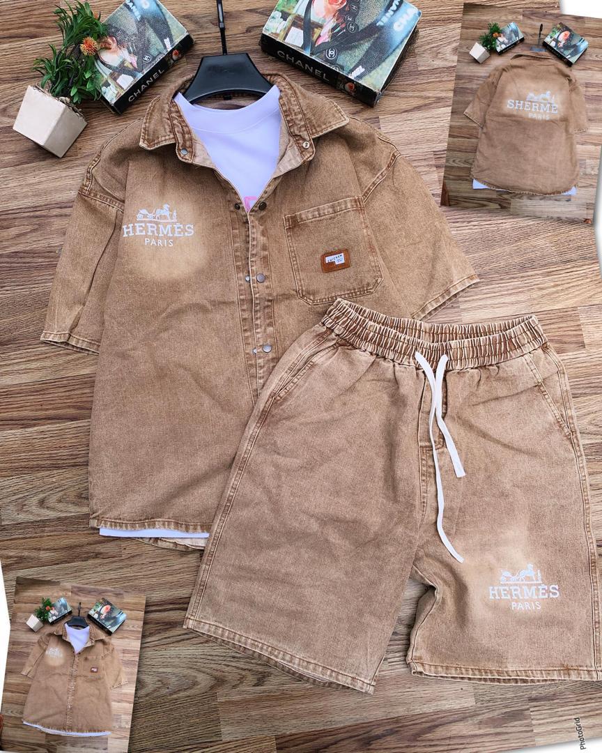 Brown Sleeveless Luxury Top & Shorts Set