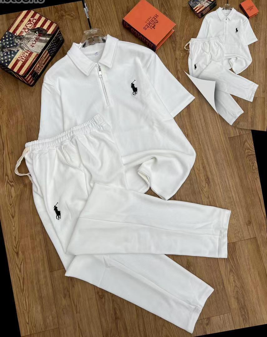 Men’s Classic Polo Zip Two Piece Set (Grey)