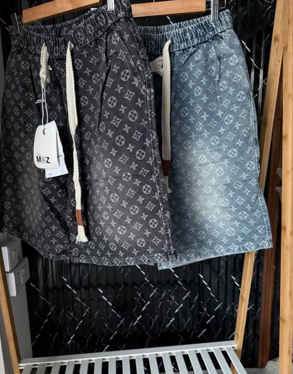 Louis Monogram Designer Shorts  (Grey & Washed Blue)
