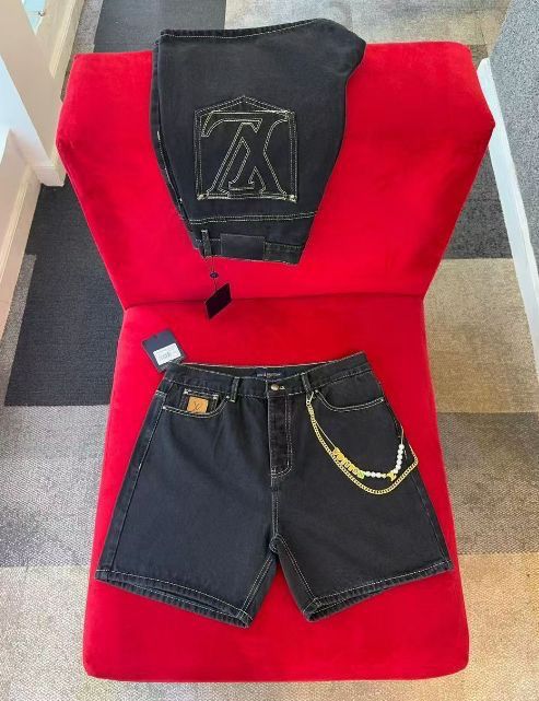 LV Chain Luxury Denim Shorts