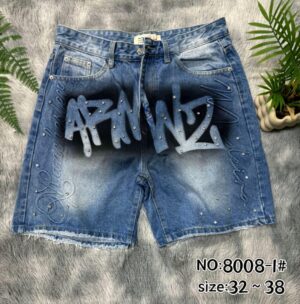 Designer Graffiti Stone Denim Shorts (Blue)