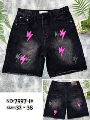 Lightning Patch available in blue Denim Shorts
