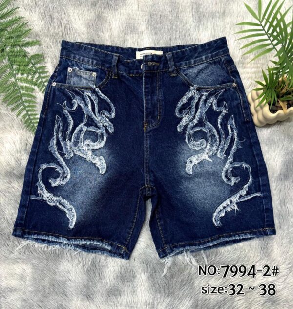 Dragon Embroidery Denim Shorts