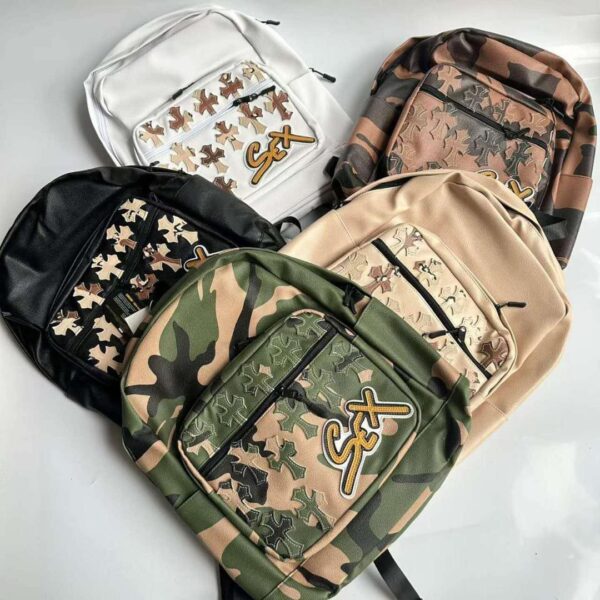 Unisex Chrome Cross Leather Backpack