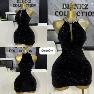 Luxury Black Sequin Mini Dress