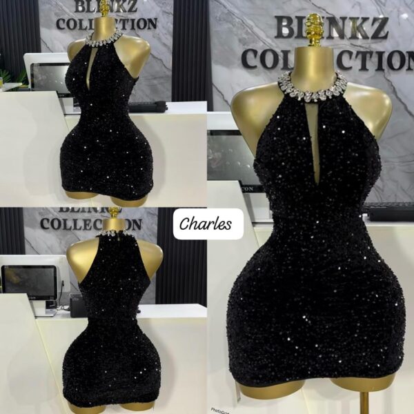Luxury Black Sequin Mini Dress