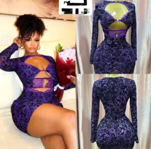 Elegant Purple Mesh Cut-Out Bodycon Dress