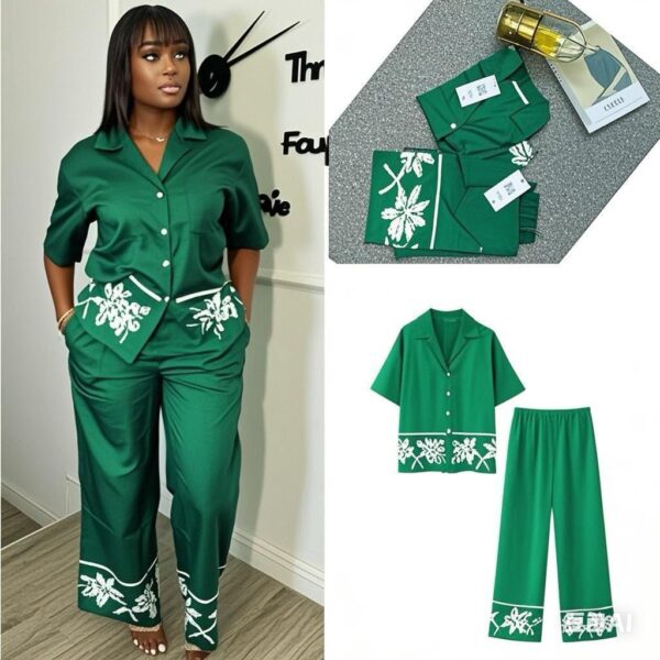 Chic Green Floral Lounge Set
