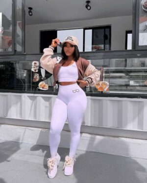 Premium White Fitness Leggings Set