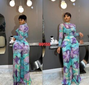 Luxury Mesh Long Sleeve Palazzo Set