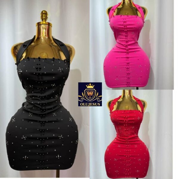 Luxury Studded Mini Bodycon Dress