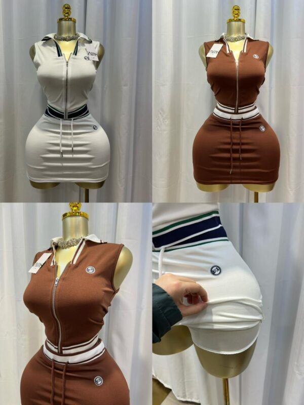 Sporty Zip Mini Skirt Set