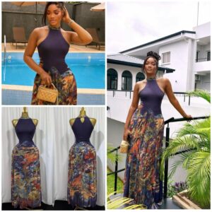 Printed Halter Neck Maxi Dress