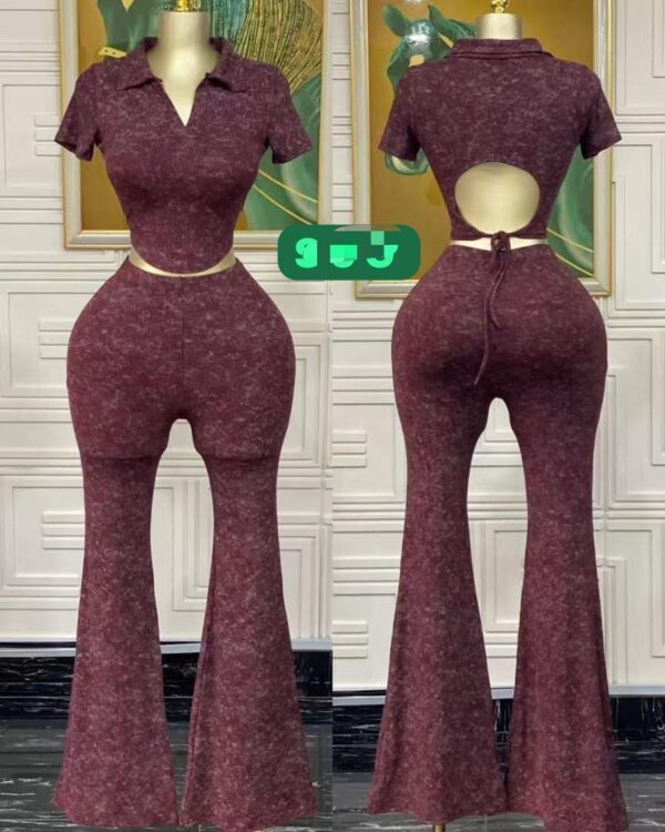 Burgundy Open Back Jumpsuit