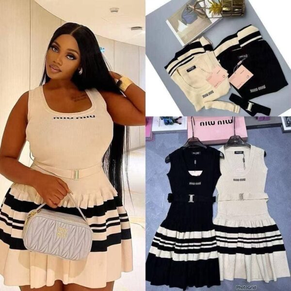 Miu Style Sleeveless Pleated Mini Dress