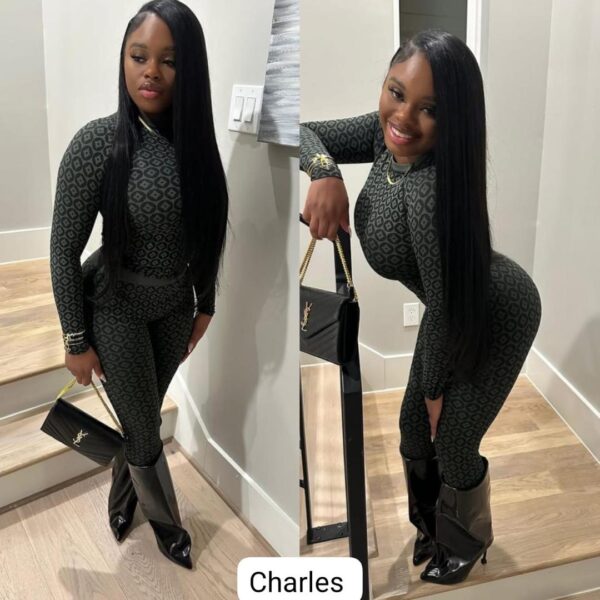 Brown Geometric Print Two Piece Set