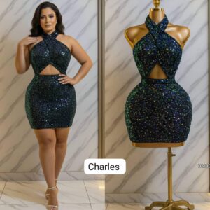 Sequin Cut Out Mini Dress