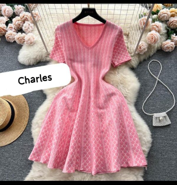 Pink Flare Knit Mini Dress