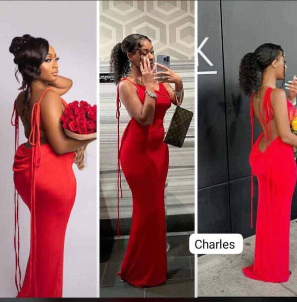 Red Open Back Maxi Dress