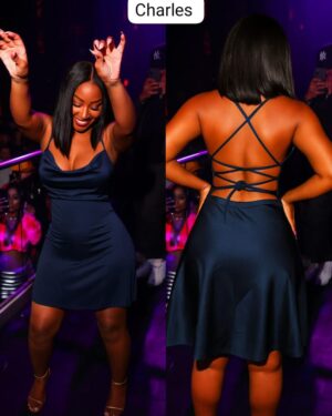 Navy Satin Strappy Back Mini Dress