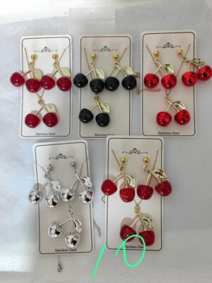 Cherry stainless necklace & earring set